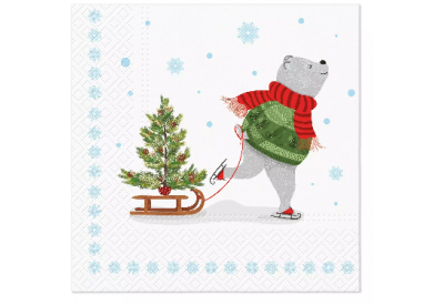 Skating Bear Serviettes / Napkins (33 x 33cm / 13 x 13") x 20